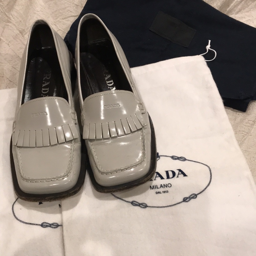 Vintage Prada Fringed Loafers Size 36 1/2 with Dust Bags and Cloth